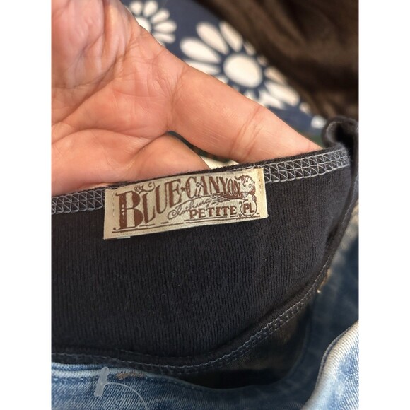 Blue Canyon Top Women Black Happy Holidays Embellish 3/4 Sleeve Large Petite Y2K - Picture 3 of 7